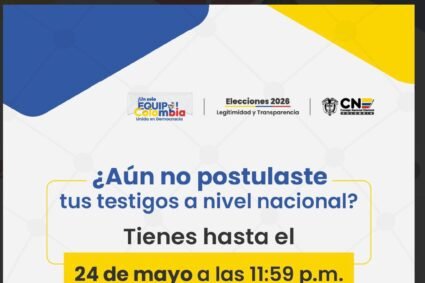El 24 de mayo cierran las inscripciones de testigos electorales a nivel nacional